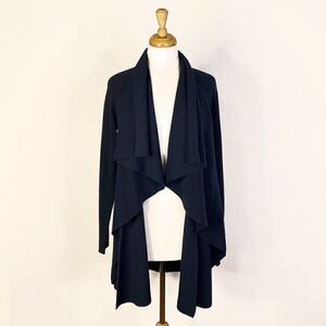 Theory Navy Blue Shanda New Steady Wool Blend Open Cardigan